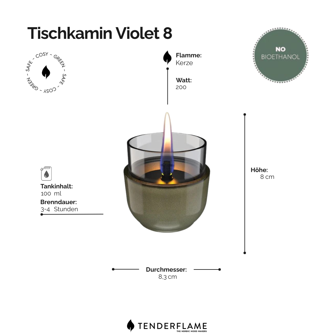 Tischkamin Violet 8 Porzellan