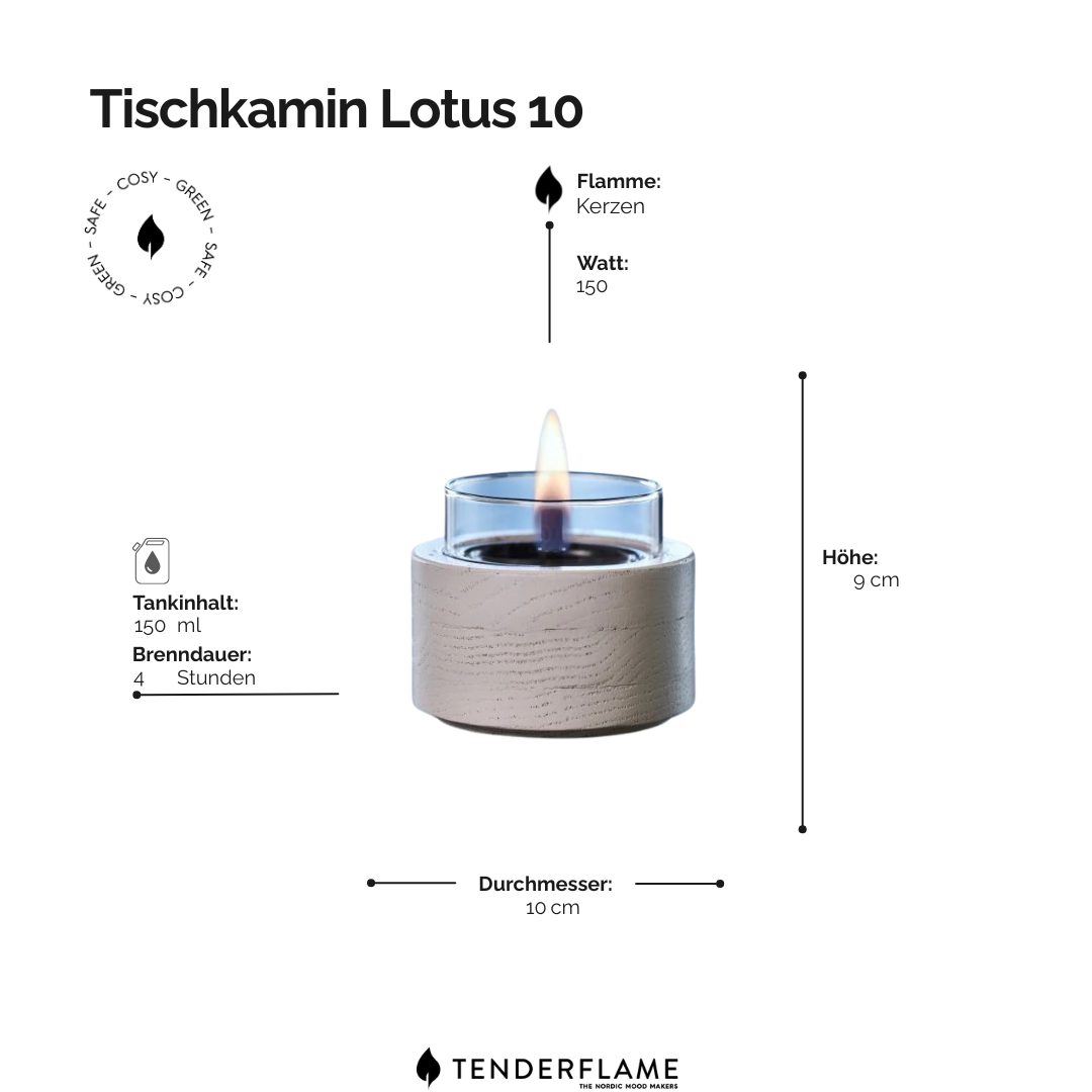 Tischkamin Lotus - weiß oak