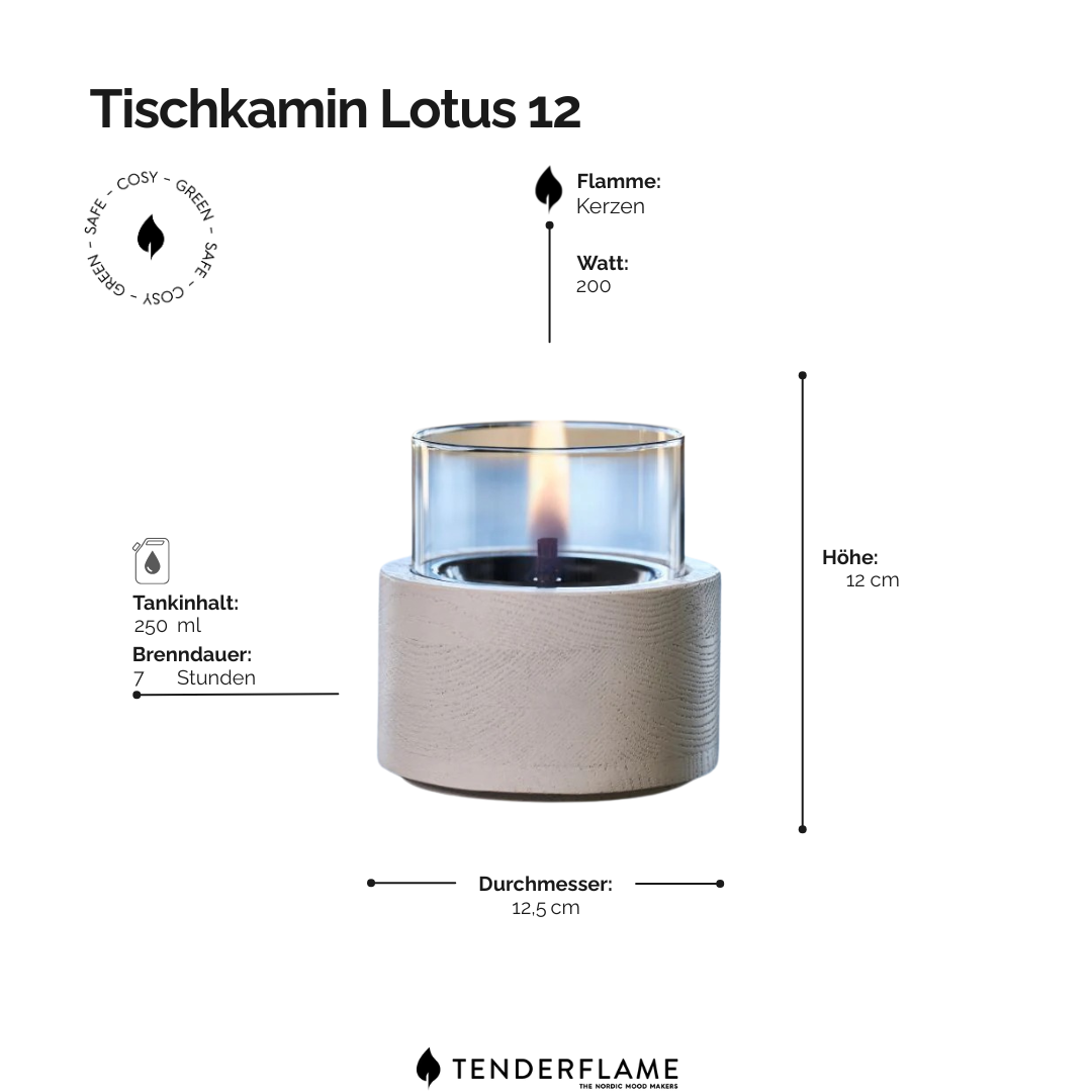 Tischkamin Lotus - weiß oak