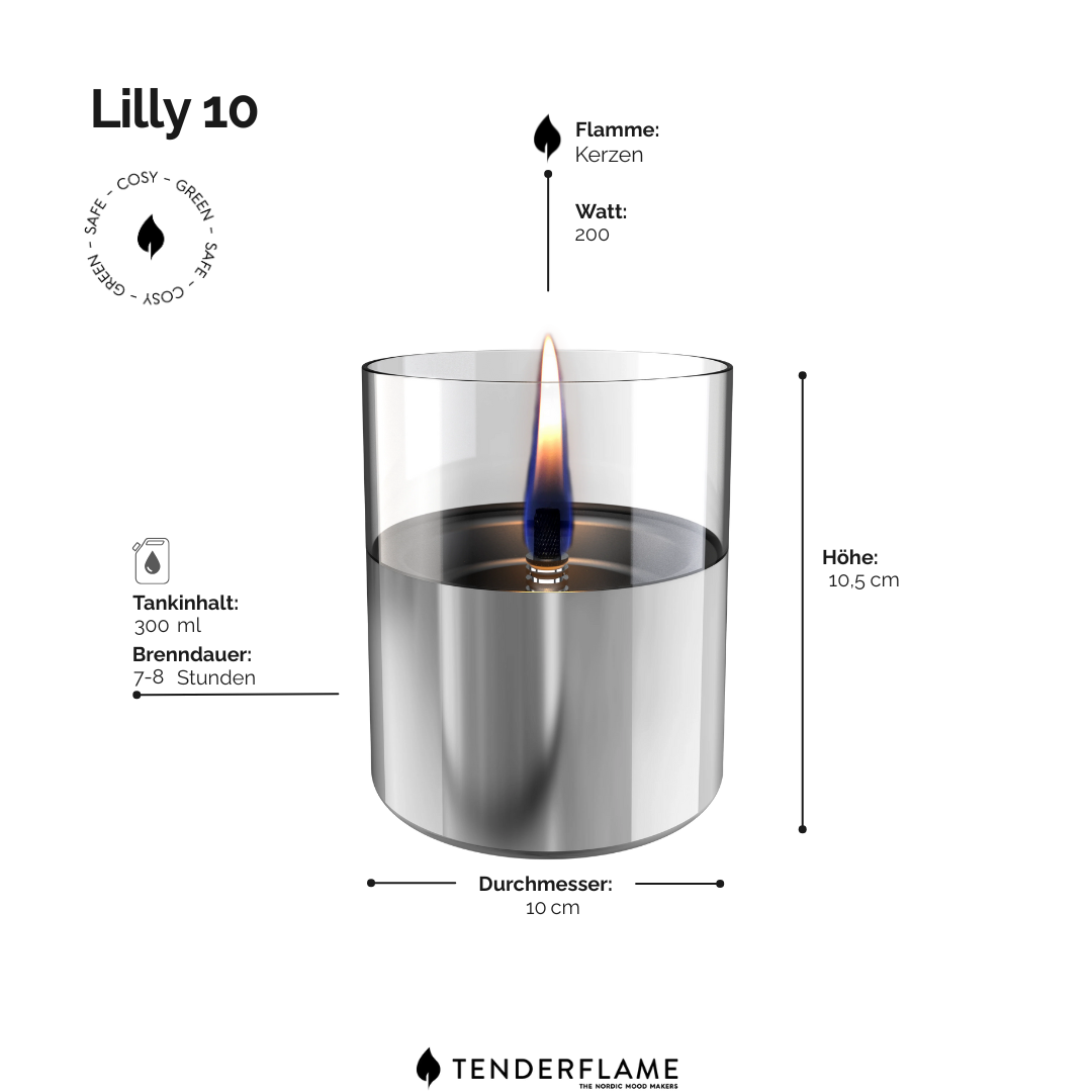 Tischkamin Lilly silber