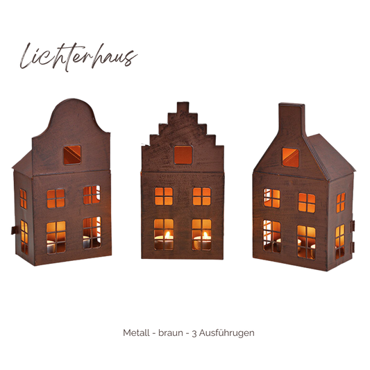 Windlicht Haus - 3er Set